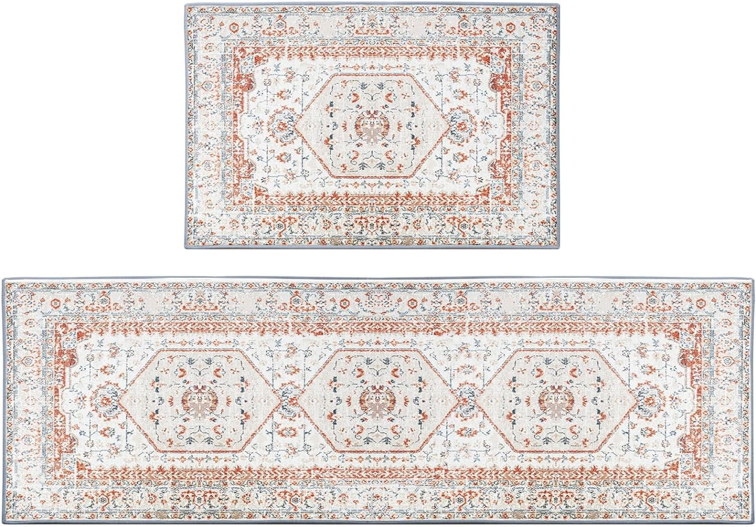 Boho Kitchen Rugs and Mats Non Skid Washable Set of 2, Turkish Moroccan ...