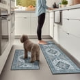 thumbnail image 1 of Boho Kitchen Rugs and Mats Set of 2 Washable Kitchen Mat for Floor Non Skid Cushioned Anti-Fatigue Comfort Standing Mat for Front of Sink Laundry Room Hallway Enteyway 17"x32" + 17"x48", 1 of 6