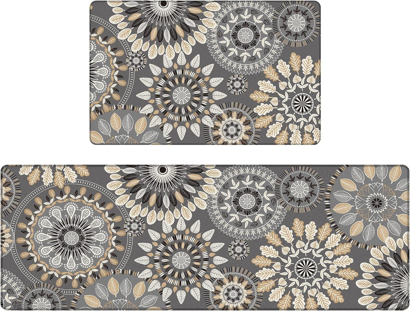 Boho Kitchen Rugs Set of 2 Anti Fatigue Mats for Kitchen Floor Cushioned Kitchen Rugs and Mats Non Skid Waterproof Kitchen Runner Comfort Standing Mat