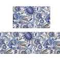 thumbnail image 1 of Boho Kitchen Rugs Sets of 2, Floral Anti Fatigue Cushioned Kitchen Mat for Floor, Standing, Bohemian Flowers Non Skid Washable Kitchen Rugs and Mats, 18'''' x 30'''' + 18'''' x 48'''', Blue, 1 of 5
