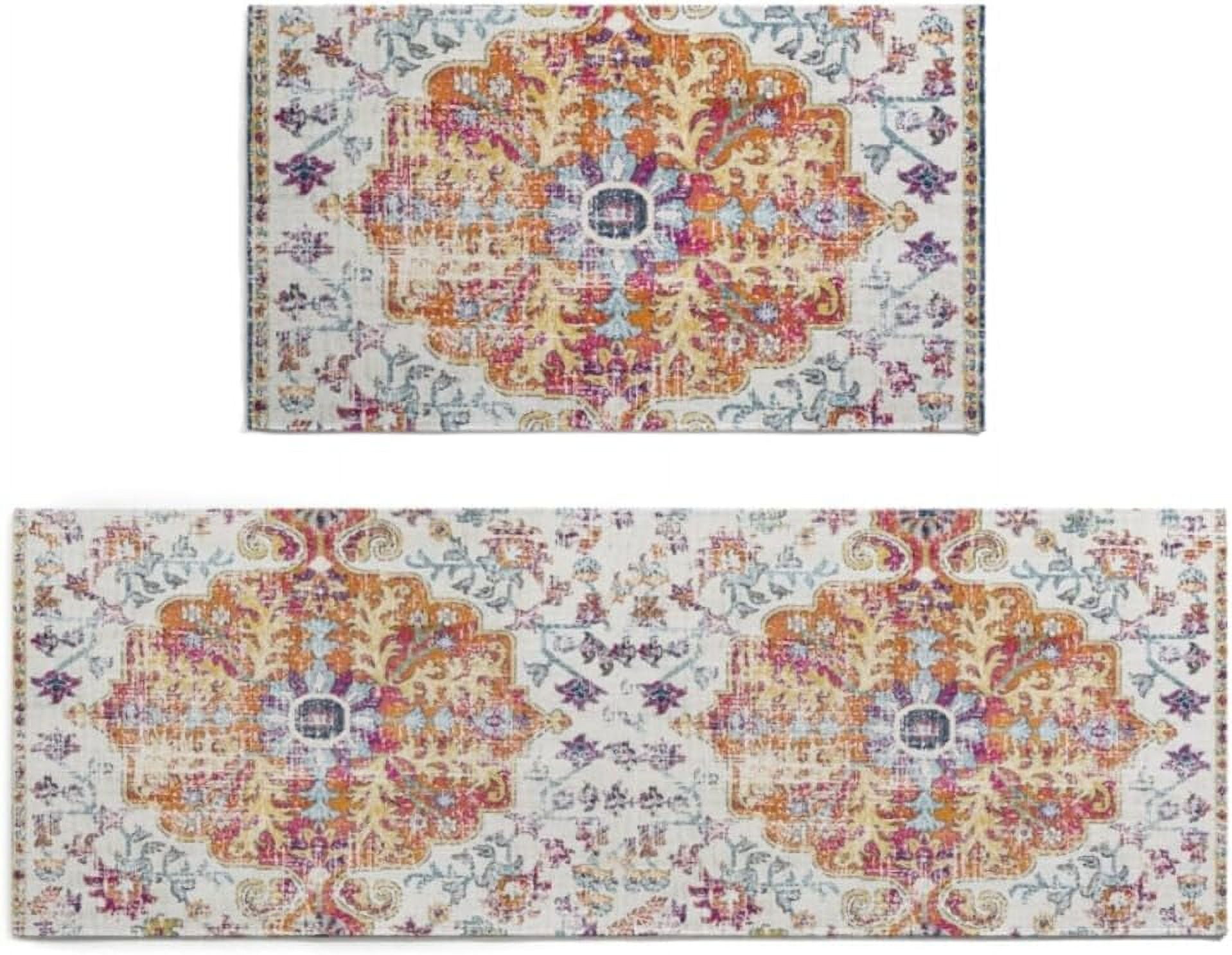 Boho Kitchen Rugs Sets of 2 Boho Floral Kitchen Mats and Rugs Non Slip Washable Kitchen Floor