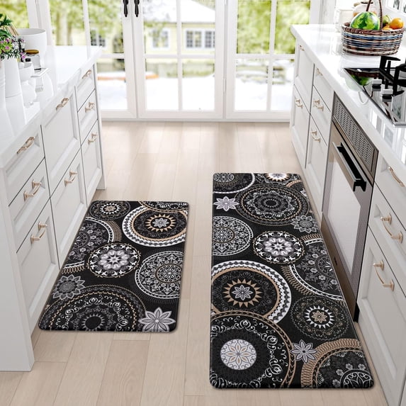 Boho Kitchen Rugs Sets of 2, Non Slip Kitchen Mats for Floor Anti Fatigue, Waterproof Kitchen Rugs and Mats Washable, Farmhouse Kitchen Area Rug Floor Carpet, 18" x 48" + 18" x 30"