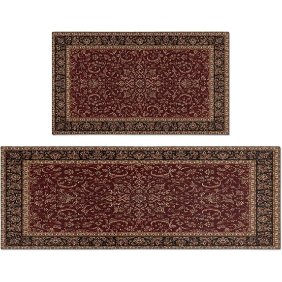 Boho Kitchen Rugs Sets of 2, Vintage Washable Anti Fatigue Kitchen Runner Mats for Floor, Non Slip Comfort Standing Holiday Decor Mat for Sink, Laundry, Office 17"x 47"+17"x 30"