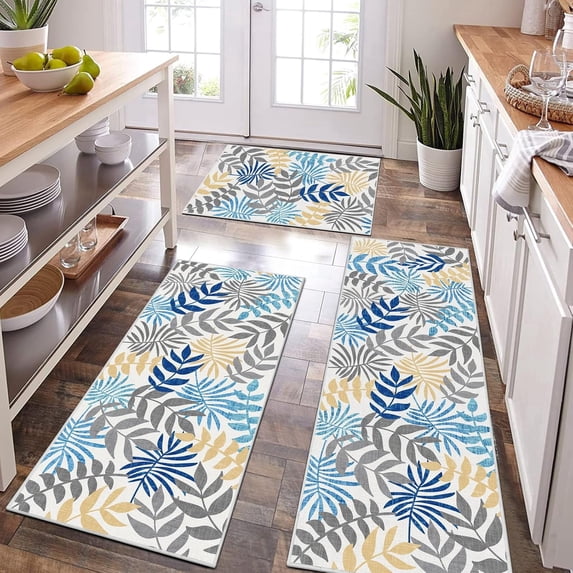Boho Kitchen Rugs Sets of 3, Farmhouse Kitchen Rugs and Mats Set Non Skid Washable Kitchen Mats Non Slip Kitchen Floor Mats for Hallway Entryway Laundry Room