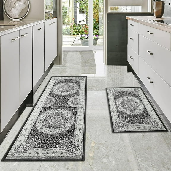 Boho Kitchen Rugs Sets of 3 Piece,Farmhouse Kitchen Area Rug Floor Carpet Runner Rugs,Non Slip Washable Kitchen Mats Set for Kitchen Floor Bathroom Laundry Office Sink (Colorful