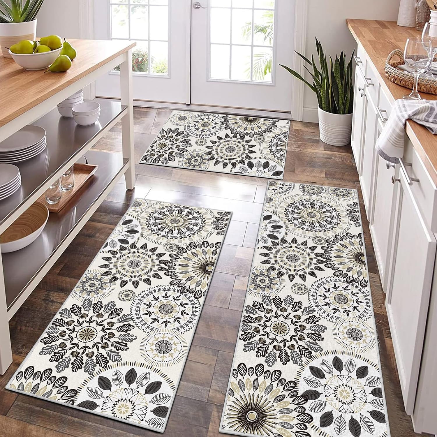 Boho Kitchen Rugs Sets 3 Piece, Farmhouse Non Slip Kitchen Rugs and ...
