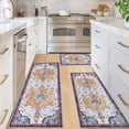 thumbnail image 1 of Boho Kitchen Rugs Sets 3 Piece with Runner Floral Kitchen Floor Mat Carpet Farmhouse Kitchen Rugs and Mats Non Skid Washable Runner Rug for Kitchen Floor Office Sink Laundry, Orange&Purple, 1 of 5