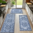 thumbnail image 1 of Boho Kitchen Rugs Sets 3 Piece with Runner Non Slip Kitchen Mats for Floor Washable Bohemian Runner Rug Set of 3 Blue&Gray, 1 of 13