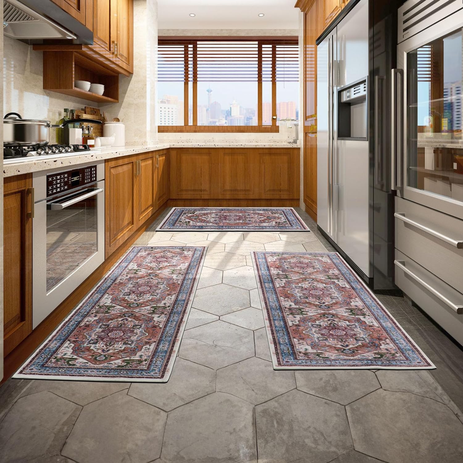 Boho Kitchen Rugs Sets of 3 with Runner Non Skid Kitchen Rugs and Mats ...