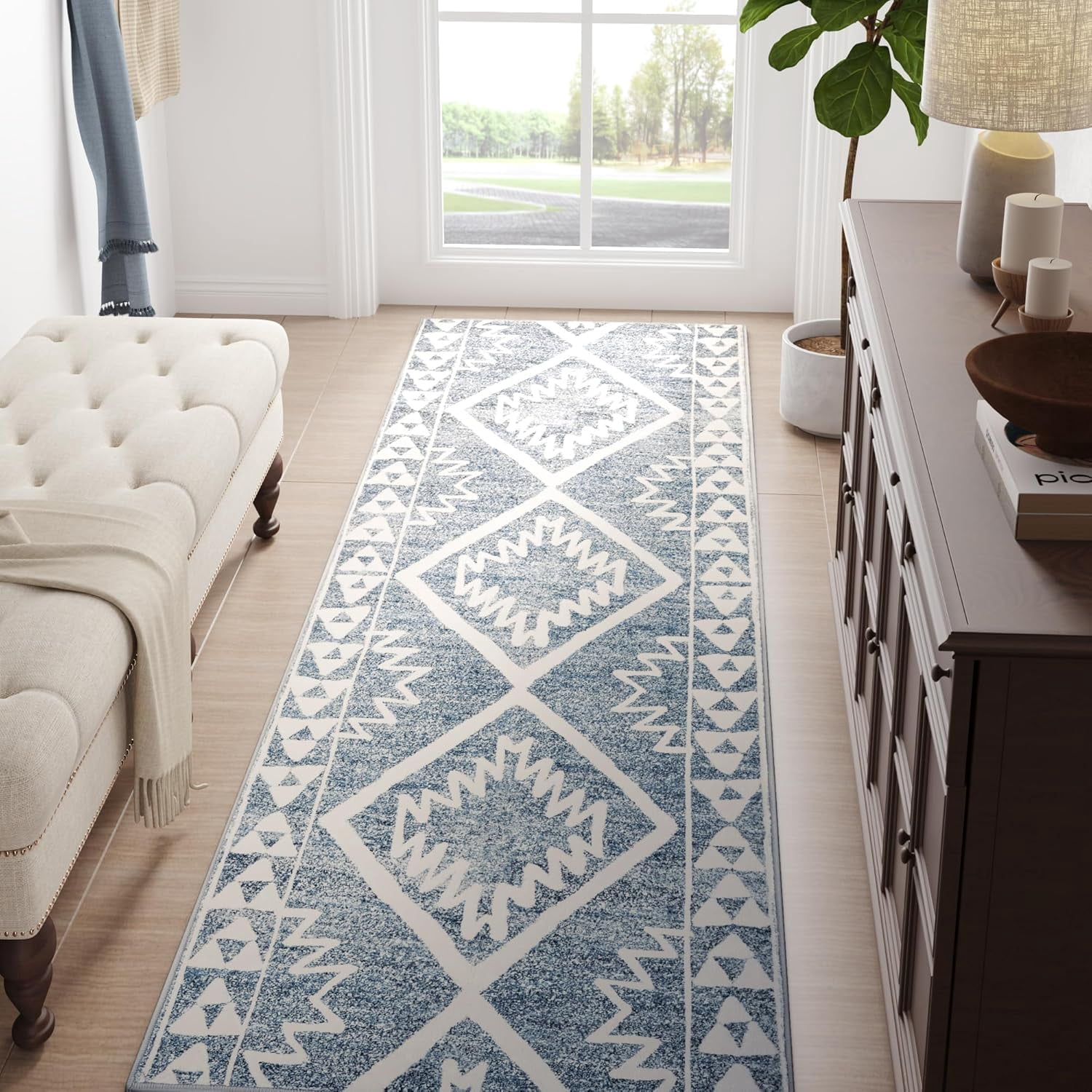 Boho Kitchen Runner Rug 2x5 Moroccan Trellis Hallway Runner Rug Washable Tribal Non-Slip Soft ...