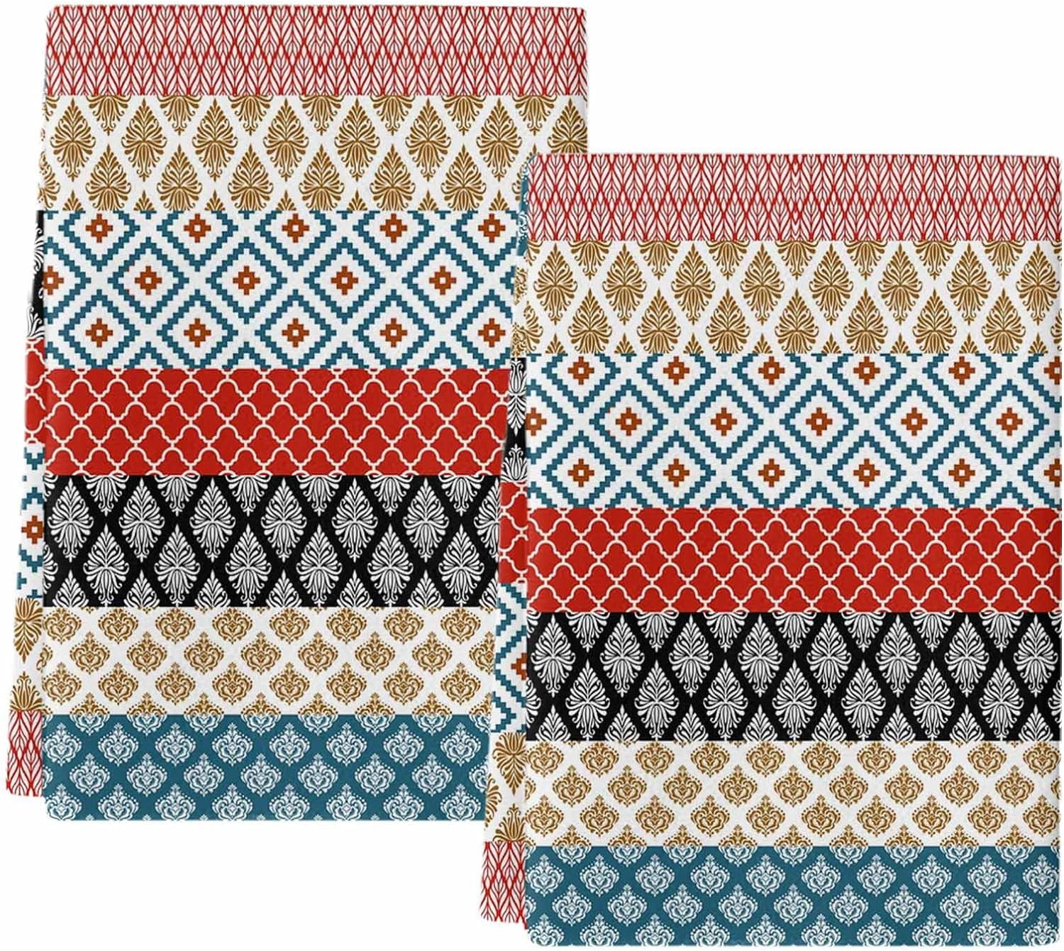 Boho Kitchen Towel Ethnic Boho Hand Towels Dish Towel Geometric Striped ...
