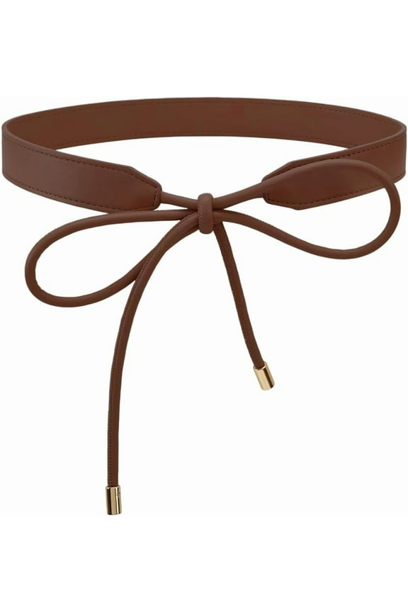 Boho Knotted Thin Dress Waist Belt Women Fashion PU Leather Tie Knot Skinny Rope Belt Waistband String Decoration Accessoties for Women Dresses Coat Sweater 1.8 Yards (Brown) diy