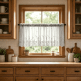 thumbnail image 1 of Boho Lace Small Window Curtain Valance Embroidered Solid Color Farmhouse Light Filtering Small Window Tier for Kitchen Living Room,1 Piece, 137X90cm, 1 of 8