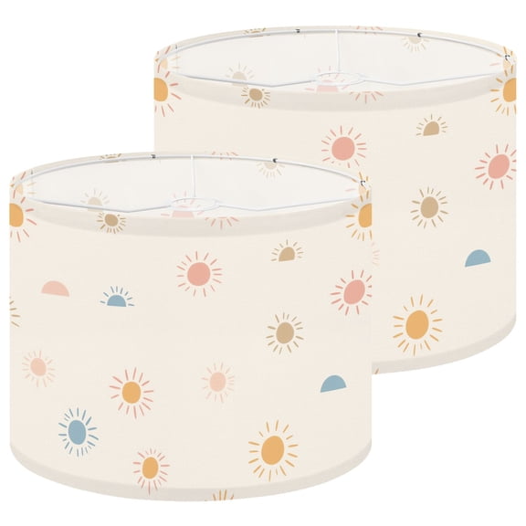 Boho Lampshades 2 Pack Hand drawn modern doodle Pastel grunge 13"x13"x10" Light Shade for Table Lamps Floor Lamps Drum Lamp Shades Lampshade Replacement Easy Assembly