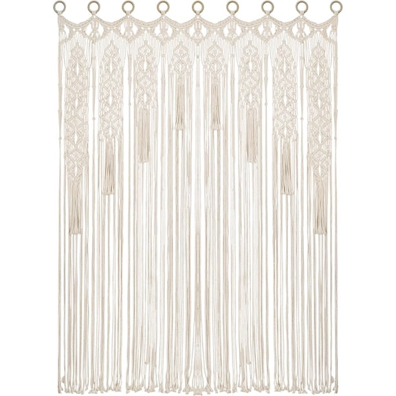 Boho Large Macrame Curtain Wide Room Divider Doorway Curtain 79 x 47 Inches Macrame Window Wall Hanging for Bohemian Home Decor Wedding Backdrop, Meteor Garden - 1 Panel XL