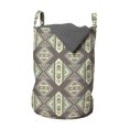 thumbnail image 1 of Boho Laundry Bag, Geometric Pattern, Hamper Basket with Handles Drawstring Closure for Laundromats, 13" x 19", Warm Taupe Cream Green, by Ambesonne, 1 of 4