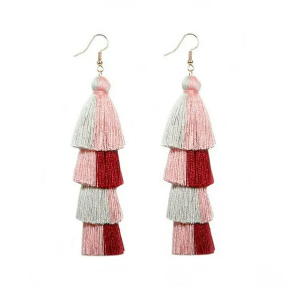 Boho Layer Multi Tassel Earrings Ethnic Long Tassel Bohemia Hook Women Jewelry