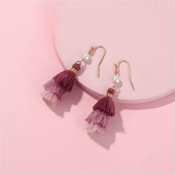 Boho Layer Tassel Earrings Candy Color Bohemia Drop Hook Women Statement Jewelry