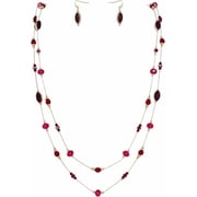 Boho Layered Necklaces for Women Trendy, 2 Layer Illusion Wire Beaded Long Collar Statement Necklace and Earring Set, Bohemian Jewelry Sets for Women