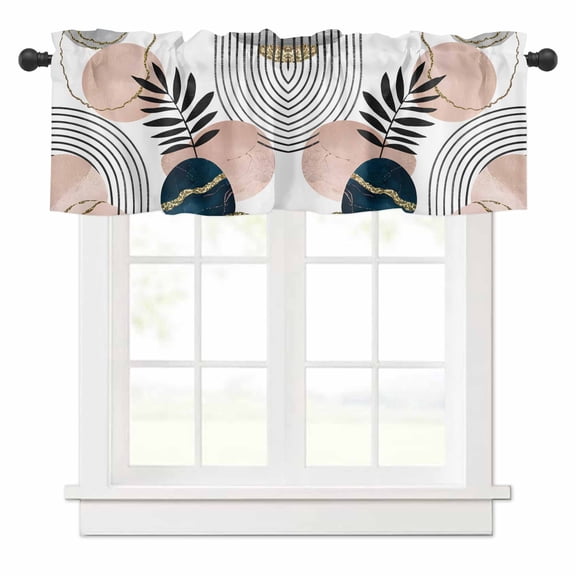Boho Leaf Arch Sun Curtain Valances,Small Window Treatment for Kitchen Living Room Bathroom Bedroom,42" x 18"