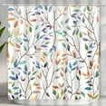 thumbnail image 1 of Boho Leaf Floral Shower Curtain, Spring Summer Modern Colorful Botanical Leaves Bohemian Fabric Shower Curtain Set with 12 Hooks, Bathroom Accessories Decor Cloth Curtain 72x72 Inches, 1 of 6