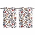 thumbnail image 1 of Boho Leaf Kitchen Curtains Small Short 39 Inch Length, Orange Red Spring Farmhouse Pastoral Tribal Grommet Top Bedroom Living Room Curtains, Light Filtering Cafe Curtain Drapes 2 Panels Set 55''x39'', 1 of 9