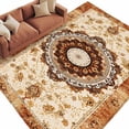 thumbnail image 1 of Boho Leaf Large Area Rugs for Bedroom Living Room, Soft Non Slip Carpet Bedside Rug, Orange Rustic Tribal Patterns Ethnic Bohemian Rectangular Floor Cover Kitchen Accent Rug 5'x8' for Office, 1 of 9