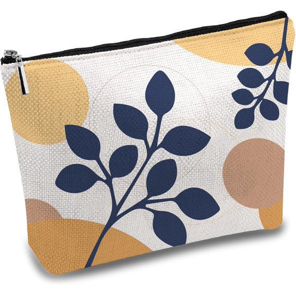 Boho Leaf Makeup Bags for Women Travel Cosmetic Organizer Metal Zipper Case Multi Purpose Polycotton Pencil Pouch Toiletry Purse Canvas Cosmetic Pouch Gifts for Her Daughter Friend 10x7Inch for diy