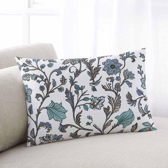 Boho Leaf Throw Pillow Covers, Teal Green Spring Farmhouse Pastoral Tribal Soft Breathable Pillow Cases with Invisible Zipper for Sleeping, King Size Pillowcases for Couch Bed Sofa Chair 20x36 Inches