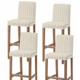 thumbnail image 1 of Boho Leaves Bar Stool Covers - Stretch Dining Chair Covers Set of 4, Retro Beige Abstract Modern Stripes Bar Chair Cover Removable Counter Stool Pub Chairs Slipcovers Protectors for Kitchen/Cafe, 1 of 9