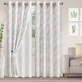 thumbnail image 1 of Boho Leaves Pattern Panels Sheer Curtains, 52" x 108", Grey, 1 of 4