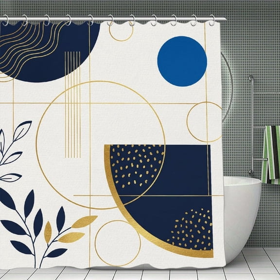 Boho Leaves Tropical Print Shower Curtain,Modern Fabric Waterproof Shower Curtain Set with Hooks 70.8×70.8Inch (180×180cm)