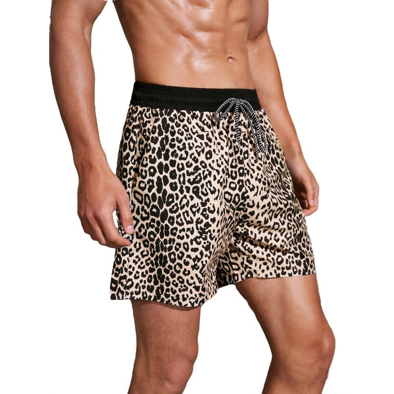 Leopard print swim shorts mens 2025