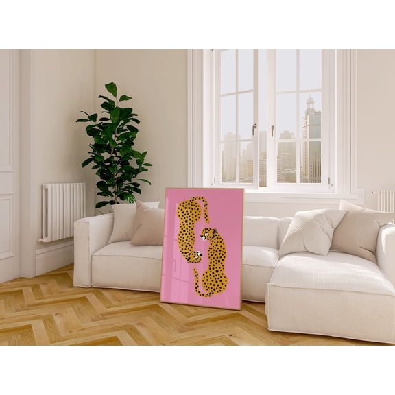 Boho Leopard Spirit Animal Illustration Wall Art, Unframed Canvas Size 24x36