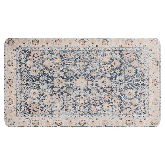 Boho Light Blue Country Rug with Vintage Pattern Door Mat 30 X 17 Inch Welcome Doormat Indoor Outdoor Entrance Floor Mat Non Slip Spring Summer Decor Rubber Mats