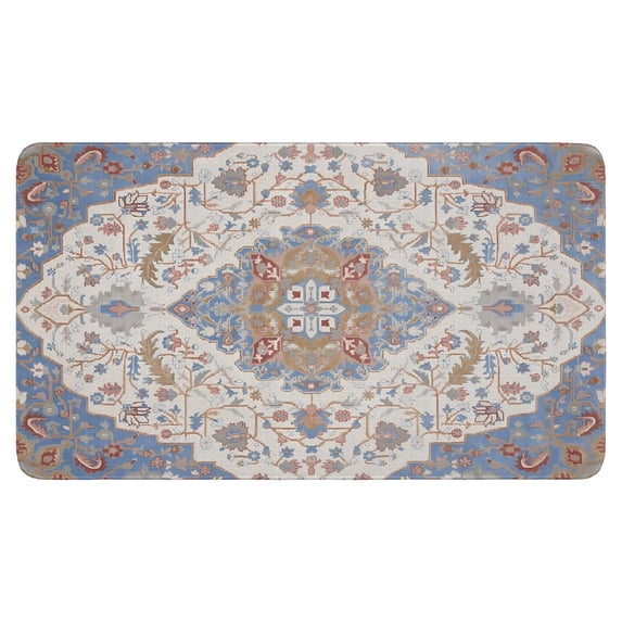 Boho Light Blue Vintage Country Patterned Carpet Door Mat 30 X 17 Inch Welcome Doormat Indoor Outdoor Entrance Floor Mat Non Slip Spring Summer Decor Rubber Mats