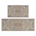 thumbnail image 1 of Boho Light Brown Pattern Kitchen Rugs and Mats Sets Of 2, Funny Kitchen Decoration Rubber Backing Non-Slip Absorbent Mats for Sink Waterproof Runner Rug for Laundry Room 17x30+17x48inch, 1 of 7