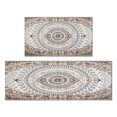 thumbnail image 1 of Boho Light Brown Pattern Kitchen Rugs and Mats Sets Of 2, Funny Kitchen Decoration Rubber Backing Non-Slip Absorbent Mats for Sink Waterproof Runner Rug for Laundry Room 17x30+17x48inch, 1 of 7