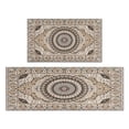 thumbnail image 1 of Boho Light Brown Pattern Kitchen Rugs and Mats Sets Of 2, Funny Kitchen Decoration Rubber Backing Non-Slip Absorbent Mats for Sink Waterproof Runner Rug for Laundry Room 17x30+17x48inch, 1 of 7