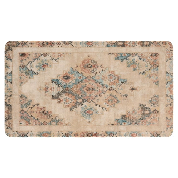 Boho Light Brown Vintage Country Patterned Carpet Welcome Door Mat Decorative Doormat Farmhouse Low-Profile Floor Rug Switch Mat for Home Indoor Outdoor Decorations 17 X 30 Inch
