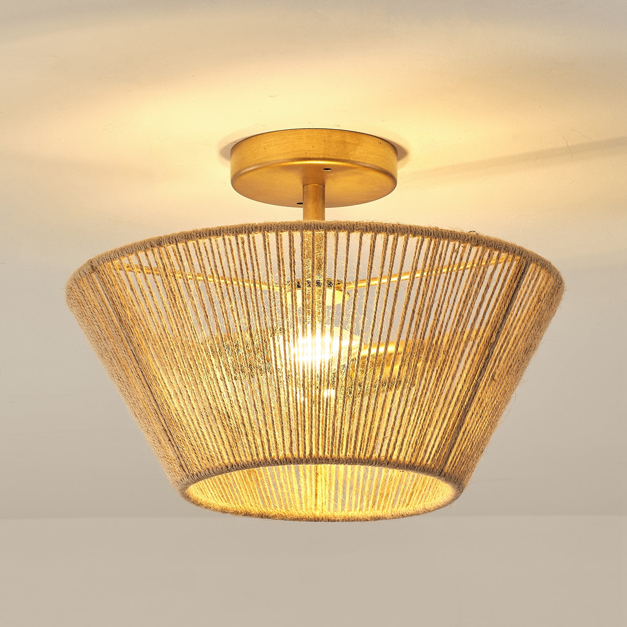 Boho Light Fixtures Ceiling Mount,2-Light Farmhouse Rattan Ceiling ...
