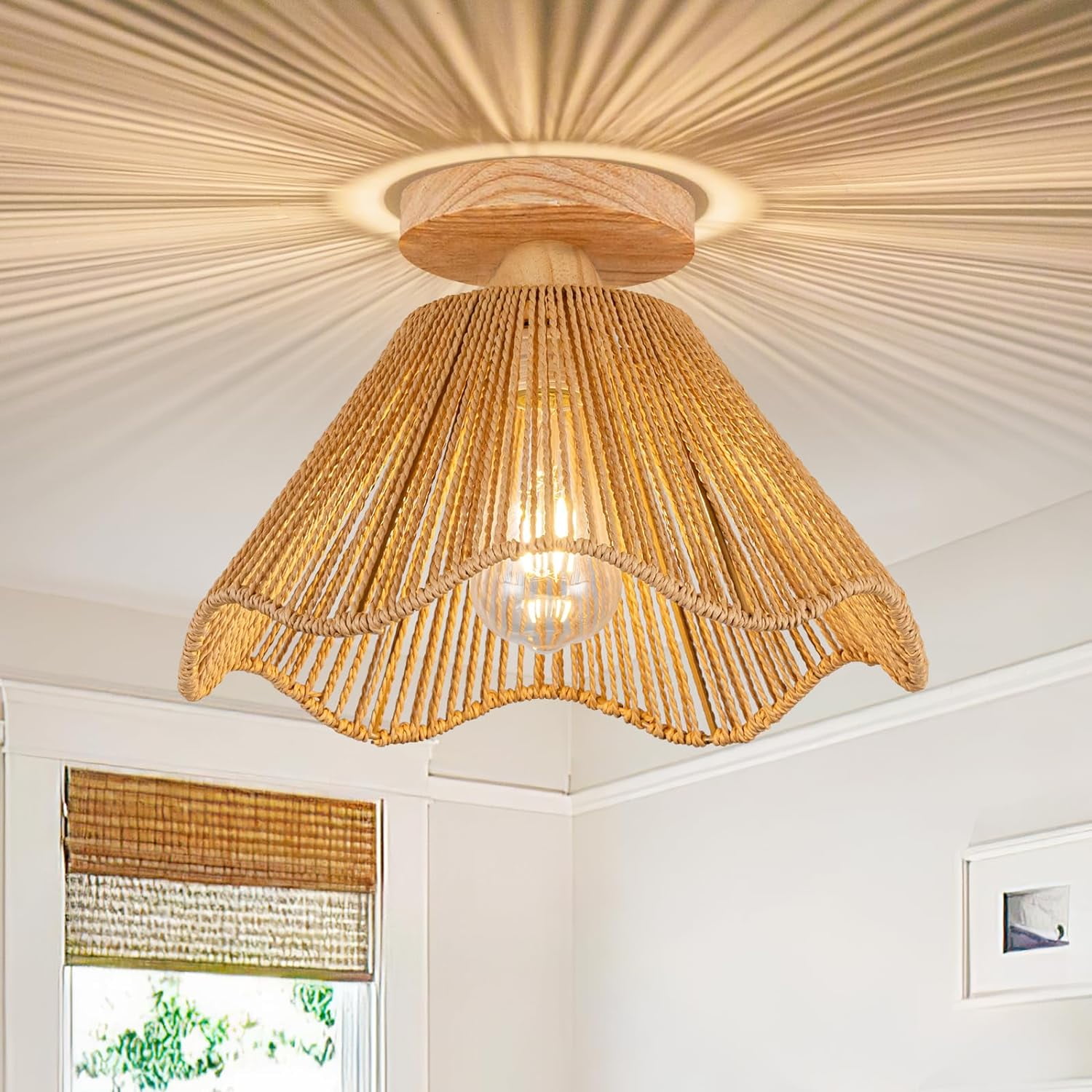Boho Light Fixtures Ceiling Mount Boho Rattan Ceiling Light Flush Mount