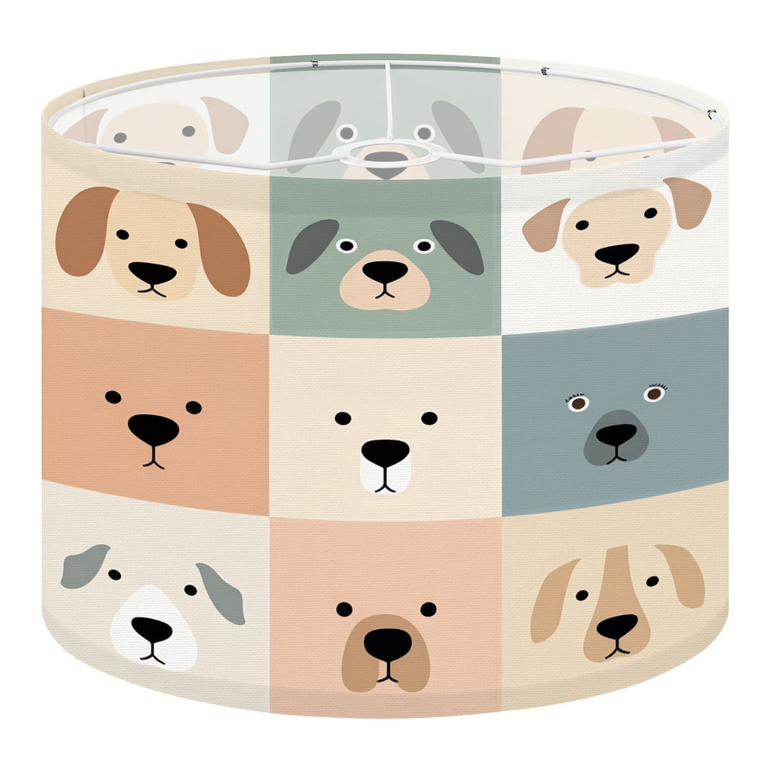 Boho Linen Drum Lampshades Cute dogs for kids baby animals nursery 13"x13"x10" Light Shade for Table Lamps Floor Lamp Shades Lampshade Replacement Assembly Required