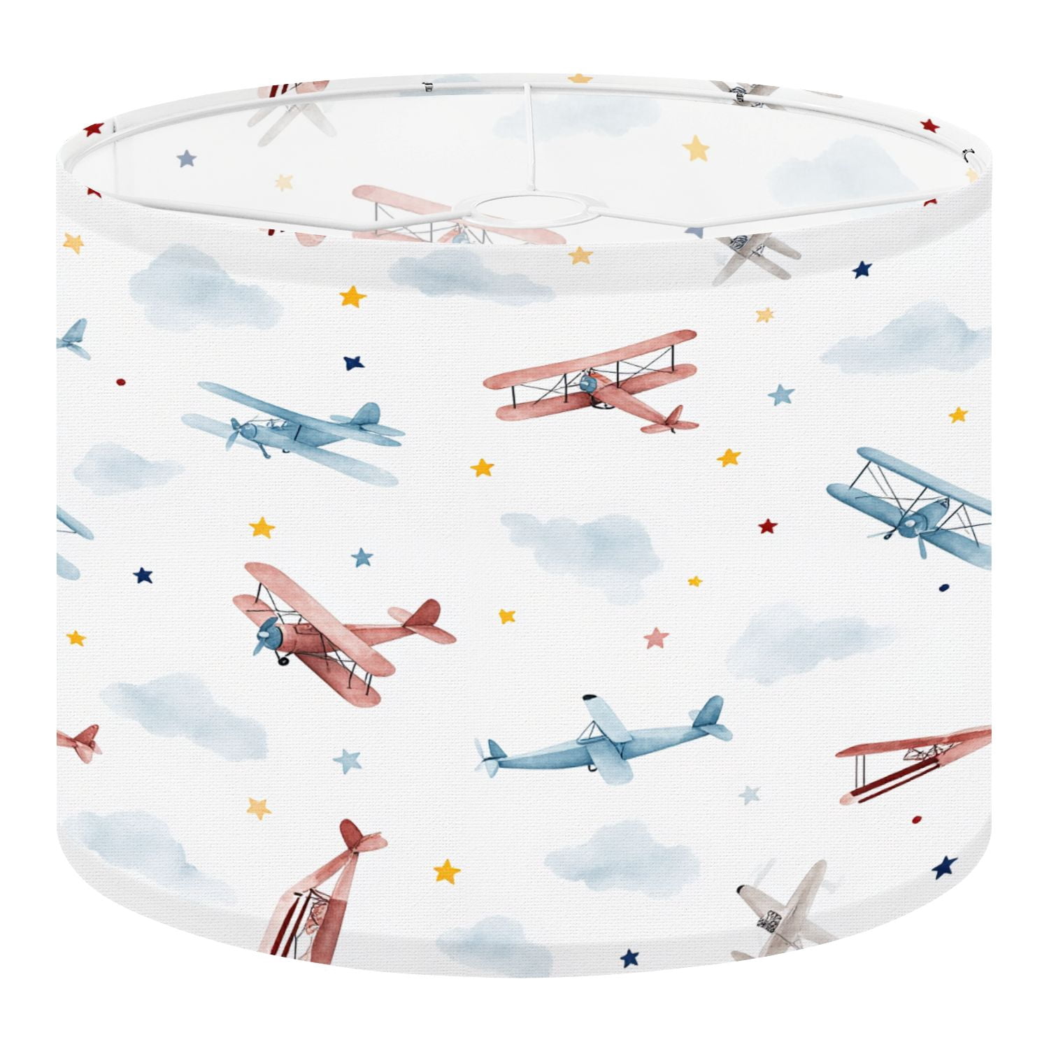 Boho Linen Drum Lampshades Cute kids watercolor for boy balloon airplanes 13"x13"x10" Light Shade for Table Lamps Floor Lamp Shades Lampshade Replacement Assembly Required