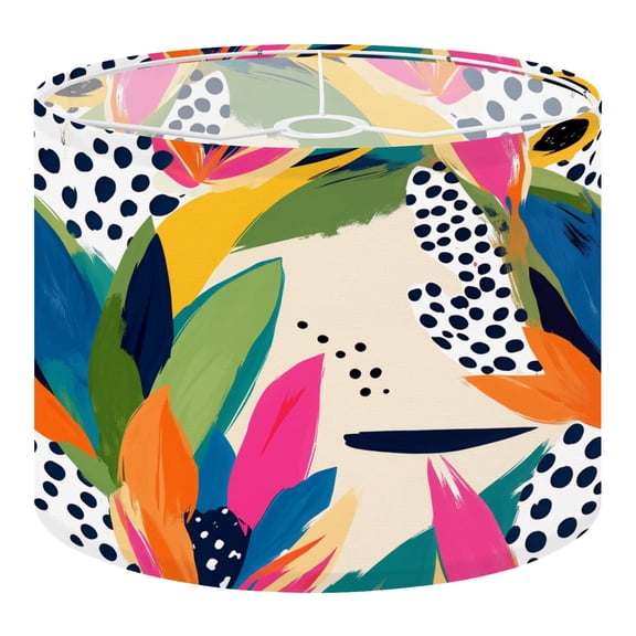 Boho Linen Drum Lampshades Modern exotic floral jungle Collage contemporary seamless Hand drawn 13"x13"x10" Light Shade for Table Lamps Floor Lamp Shades Lampshade Replacement Assembly Required