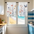 thumbnail image 1 of Boho Linen Kitchen Curtains, Bohemian Cafe Small Drapes, Light Filtering Striped Mudcloth, Farmhouse Curtains with Rod Pocket for Bathroom RV Camper, 2 Panels, B, 1 of 5