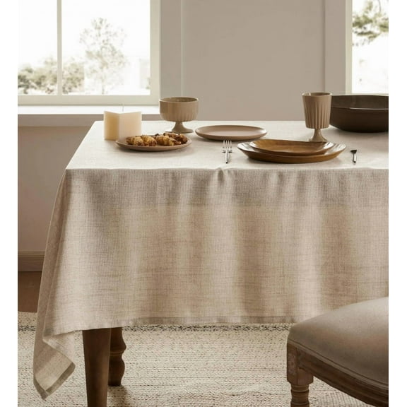 Boho Linen Tablecloth for Rectangle Tables, Washable French Table Cover for Party, Indoor, Outdoor Kitchen Dining Table