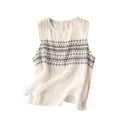 thumbnail image 1 of Boho Linen Tank Tops Womens Sleeveless Embroidered Vintage Summer Shirts Sleeveless Loose Lightweight Vest( White, M ), 1 of 5