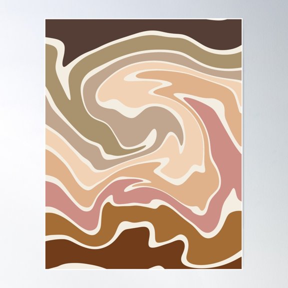 Boho Liquid Swirl Pattern Poster Wall Art, Modern Wall Decor For Living Room Bedroom, 24x36 UNFRAMED