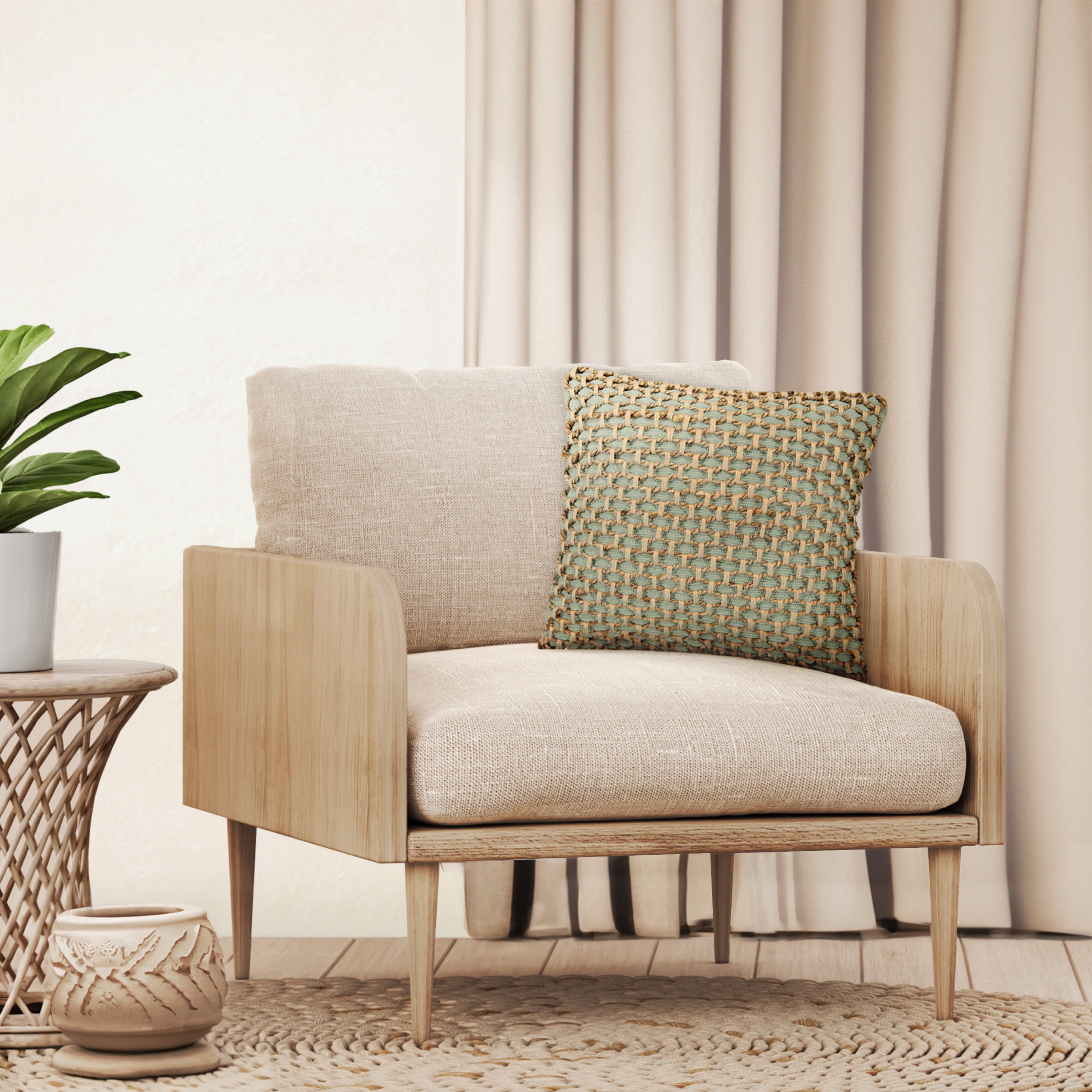 Boho Living Jada 20"x20" Sage Green Decorative Pillow